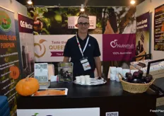 Alistair Brown from Harrowsmiths with the Queen Garnet plums and all of the products which go with them.